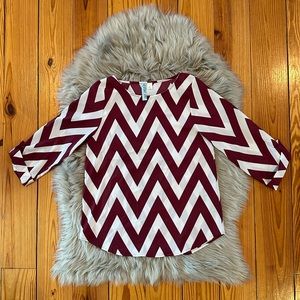 Maroon & White Chevron Blouse